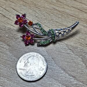 Cornucopia Flower Rhinestone Brooch